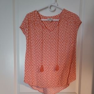 Coral or light orange Large tassel blouse